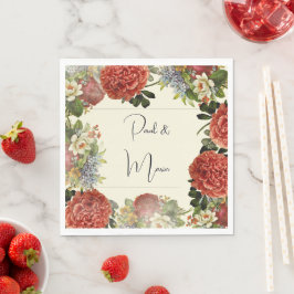 Retro Floral BOHO Wedding Invitation スタンダードランチョンナプキン