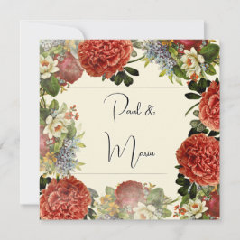 Retro Floral BOHO Wedding Invitation 招待状