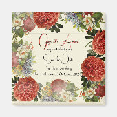 Retro Floral BOHO Wedding Save the Date Magnets マグネット (正面)