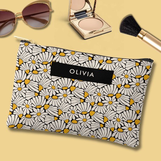 Retro floral botanical block print アクセサリーポーチ