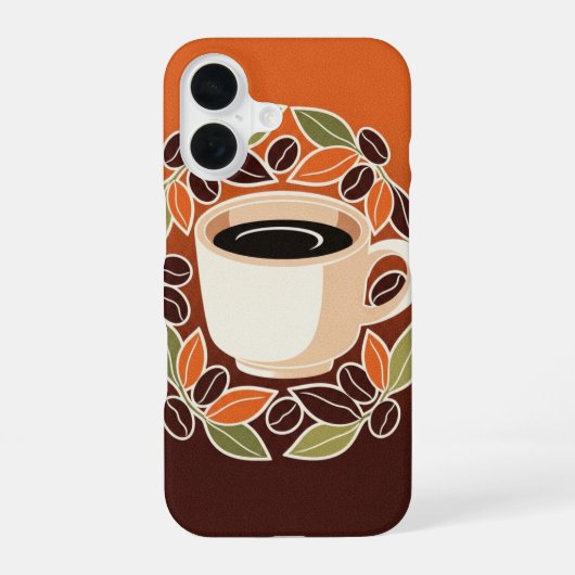 Retro Floral Coffee Cup iPhone 16ケース (裏面)