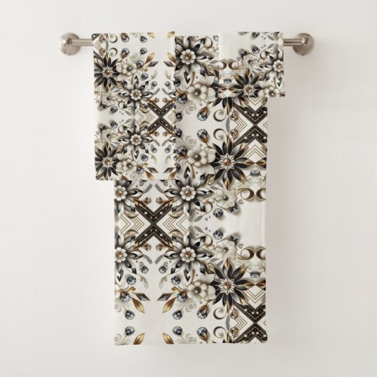 Retro Floral Diamond Mid Century Modern バスタオルセット (インサイチュ)