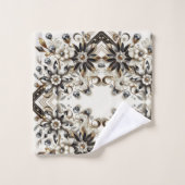 Retro Floral Diamond Mid Century Modern バスタオルセット (ウォッシュタオル)