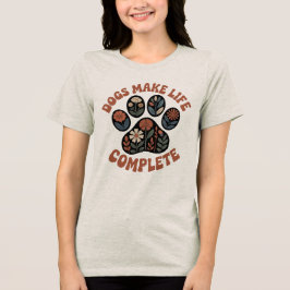Retro Floral Dog Paw トライブレンドＴシャツ