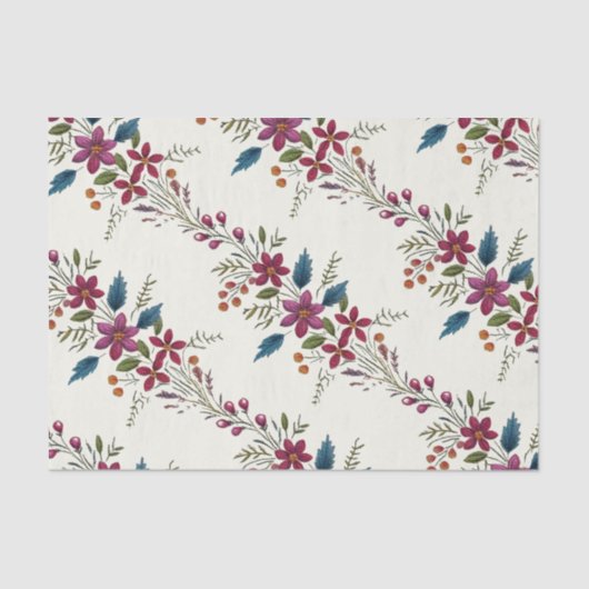 Retro Floral Folk Christmas 薄葉紙 (正面)