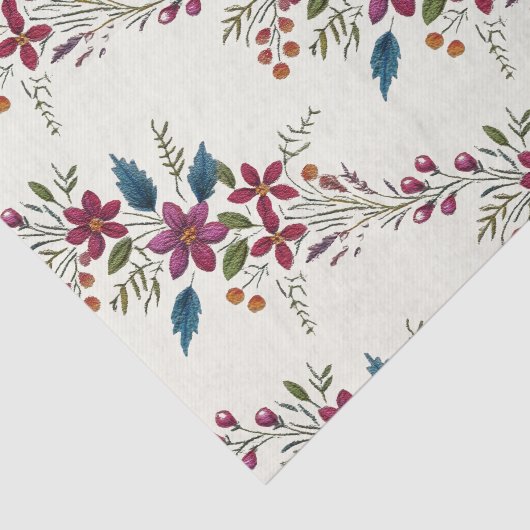 Retro Floral Folk Christmas 薄葉紙 (詳細)