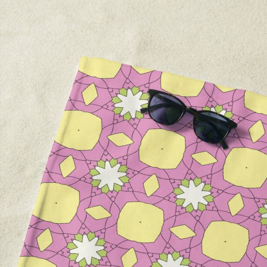 Retro floral geometric patterned ビーチタオル (インサイチュ)