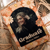 Retro Floral Graduation Announcement Card 招待状