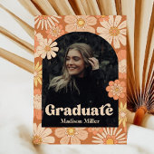 Retro Floral Graduation Announcement Card 招待状