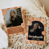 Retro Floral Graduation Announcement Card 招待状