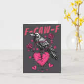 Retro Floral Heart Raven F-caw-f Anti Valentin's D カード (黄色い花)