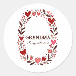 Retro Floral Heart Valentine Custom Grandma Mom ラウンドシール