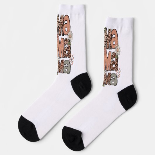 Retro Floral “Mama” Socks – Cute Gift for Moms ソックス (左)
