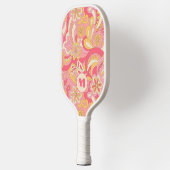 Retro Floral Monogram Girly Pickleball Paddle  ピックルボールラケット (左)