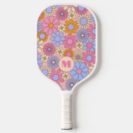 Retro Floral Monogram Pickleball Paddle  ピックルボールラケット