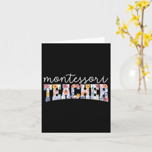 Retro Floral Montessori Teacher Instructor Educato カード (黄色い花)