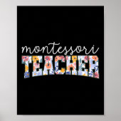 Retro Floral Montessori Teacher Instructor Educato ポスター (正面)