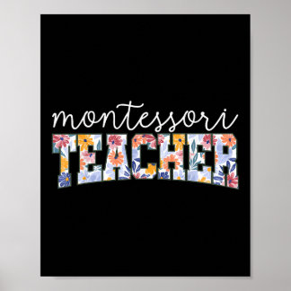 Retro Floral Montessori Teacher Instructor Educato ポスター