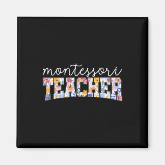 Retro Floral Montessori Teacher Instructor Educato マグネット