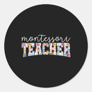 Retro Floral Montessori Teacher Instructor Educato ラウンドシール