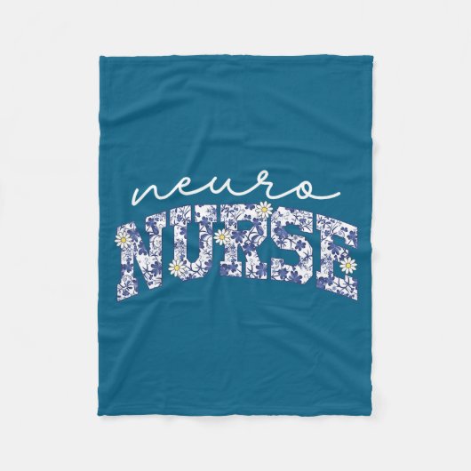 Retro Floral Neuro Nurse Neurology Neurologist Rn  フリースブランケット (正面)