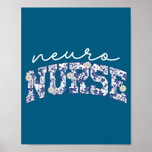 Retro Floral Neuro Nurse Neurology Neurologist Rn  ポスター (正面)