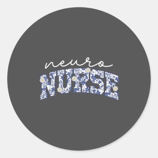 Retro Floral Neuro Nurse Neurology Neurologist Rn ラウンドシール (正面)