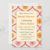 Retro Floral Ogee Mid-Century Modern Bridal Shower 招待状 (正面)