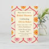 Retro Floral Ogee Mid-Century Modern Bridal Shower 招待状 (スタンド正面)