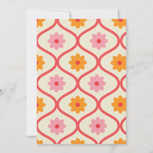 Retro Floral Ogee Mid-Century Modern Bridal Shower 招待状 (裏面)