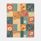 Retro-Floral-Patchwork-Quilt フリースブランケット (正面)