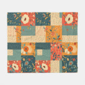 Retro-Floral-Patchwork-Quilt フリースブランケット (正面(横))