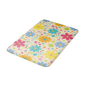 Retro Floral Pattern Vibrant Colorful Daisy Flower バスマット (アングル)