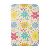 Retro Floral Pattern Vibrant Colorful Daisy Flower バスマット (正面縦)