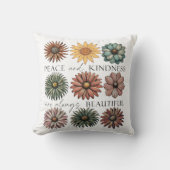 Retro Floral Peace and Kindness クッション (正面)