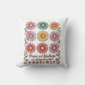 Retro Floral Peace and Kindness クッション (正面)