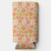 Retro Floral Personalized Monogram スリム缶クーラー (裏面)