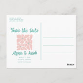 Retro Floral Photo Wedding Save the Date ポストカード (裏面)