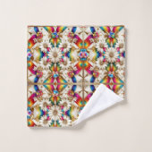 Retro Floral Rainbow Mid Century Modern バスタオルセット (ウォッシュタオル)
