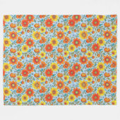 Retro Floral Seamless Pattern Fleece Blanket フリースブランケット (正面(横))
