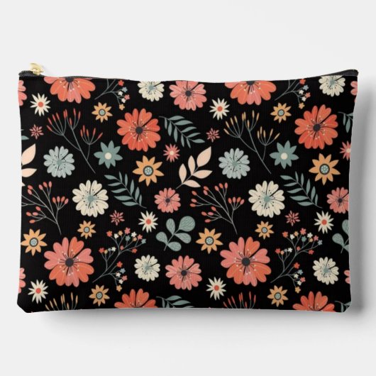 Retro Floral Seamless Pattern Vintage Inspired  アクセサリーポーチ (正面)