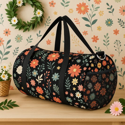 Retro Floral Seamless Pattern Vintage Inspired  ダッフルバッグ