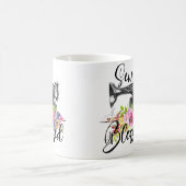 Retro Floral Sewing Machine Sew Blessed Quilting L コーヒーマグカップ (中央)