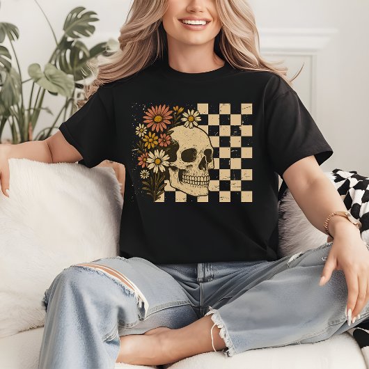 Retro Floral Skeleton Shirt | Spooky Season Shirt Tシャツ