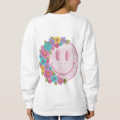 Retro Floral Smiley Face PNG Sublimation Design  スウェットシャツ (裏面)