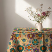 Retro Floral Tablecloth 60s Pastel Style Accent テーブルクロス