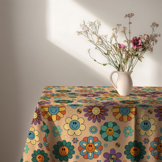 Retro Floral Tablecloth 60s Pastel Style Accent テーブルクロス