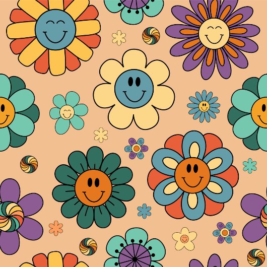 Retro Floral Tablecloth 60s Pastel Style Accent テーブルクロス