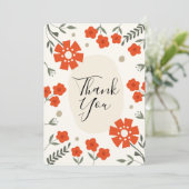 Retro Floral Thank You Card with orange flowers シーズンカード (スタンド正面)