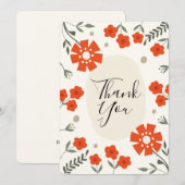 Retro Floral Thank You Card with orange flowers シーズンカード (正面/裏面)